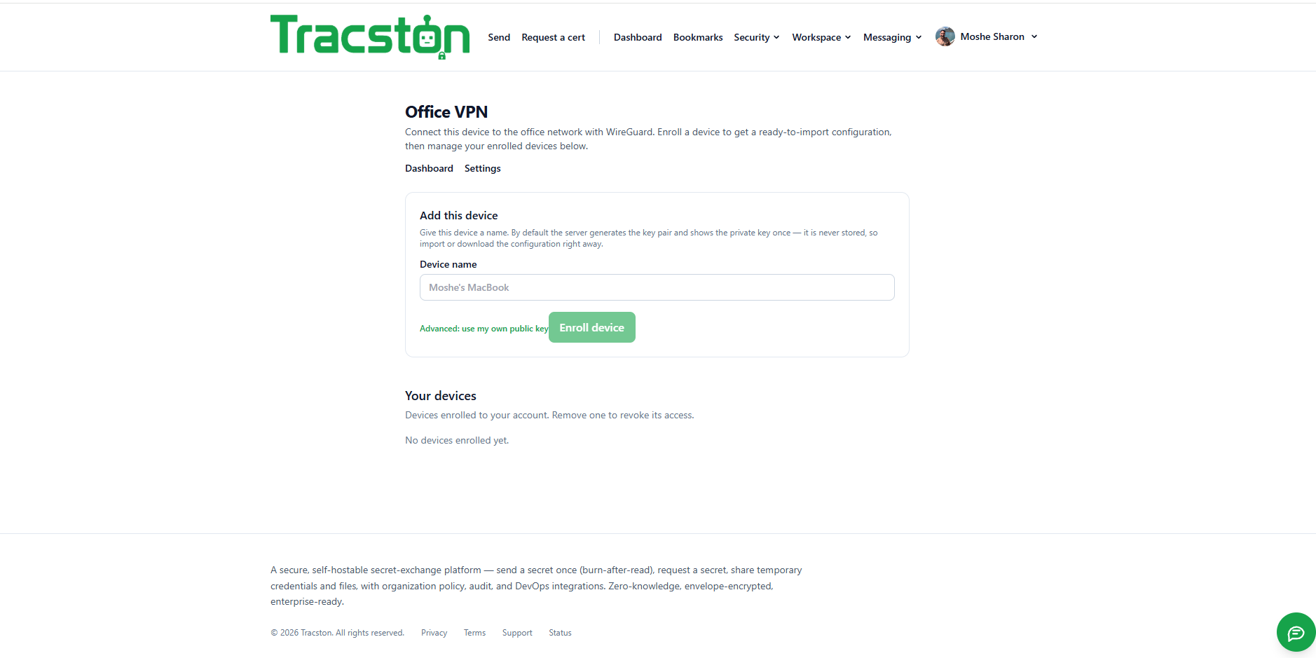 AI Security Platform — office VPN device enrollment