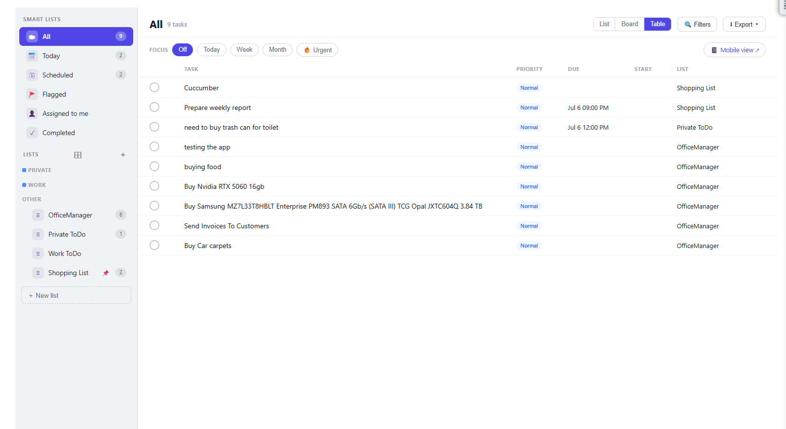 Office Manager — web app